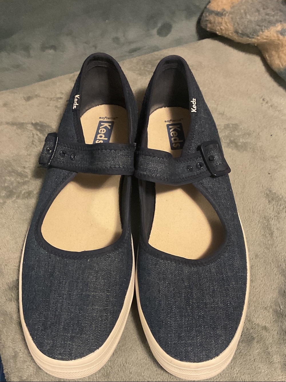 Keds MJ Eco Navy Denim Mary Jane Flats with Adjustable Strap